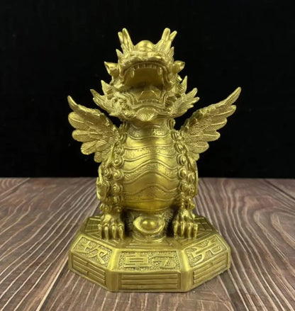China brass eight trigrams Kirin crafts statue