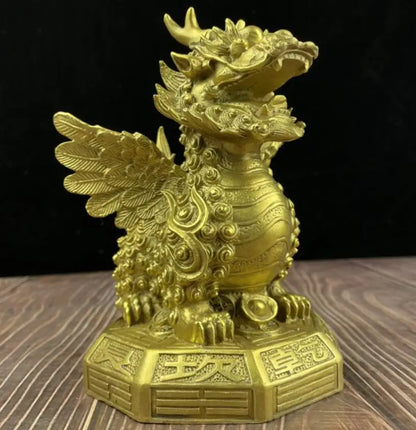 China brass eight trigrams Kirin crafts statue