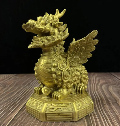 China brass eight trigrams Kirin crafts statue