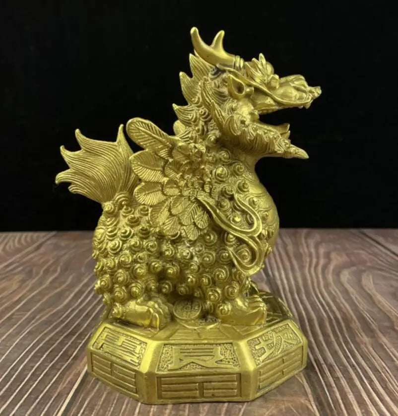 China brass eight trigrams Kirin crafts statue
