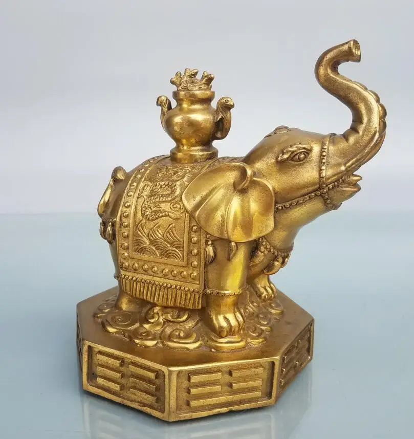 China brass eight trigrams elephant crafts statue
