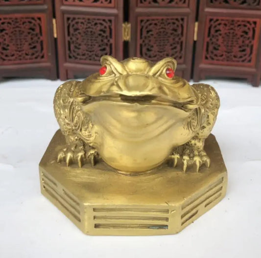 China brass eight trigrams gold toad crafts statue