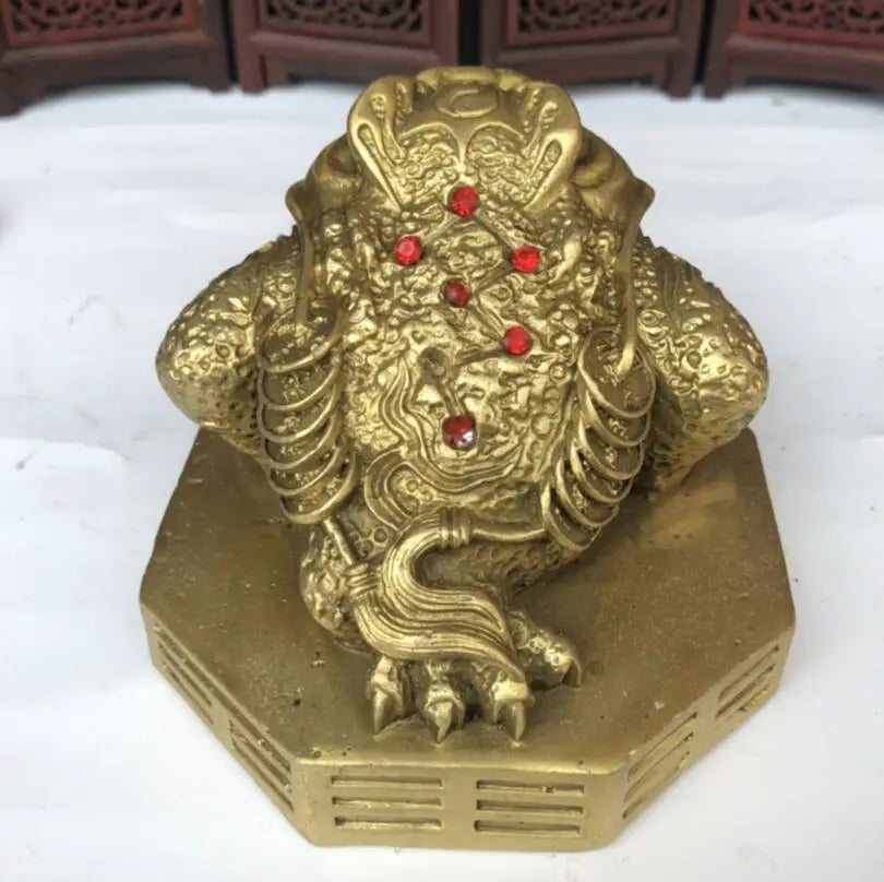China brass eight trigrams gold toad crafts statue