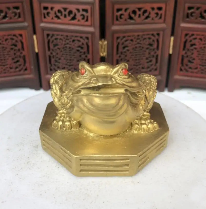 China brass eight trigrams gold toad crafts statue