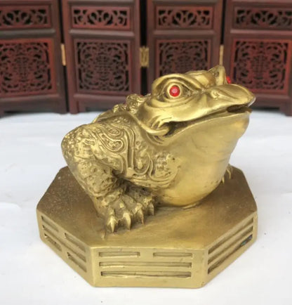 China brass eight trigrams gold toad crafts statue