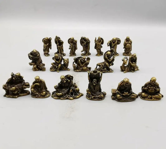 China brass eighteen Lohan small crafts statue A set