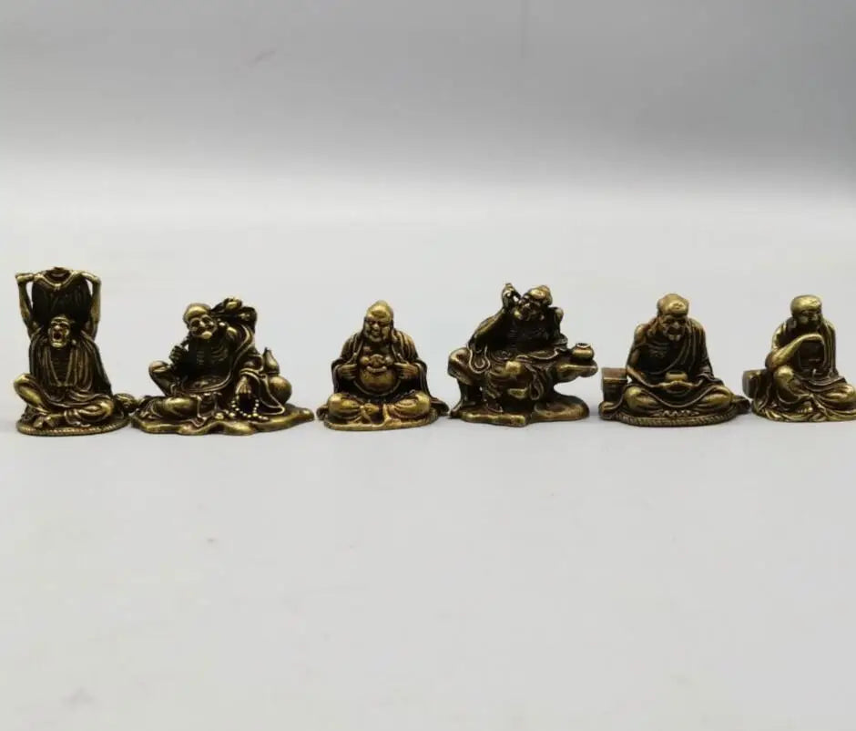 China brass eighteen Lohan small crafts statue A set