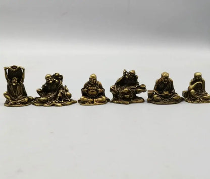 China brass eighteen Lohan small crafts statue A set