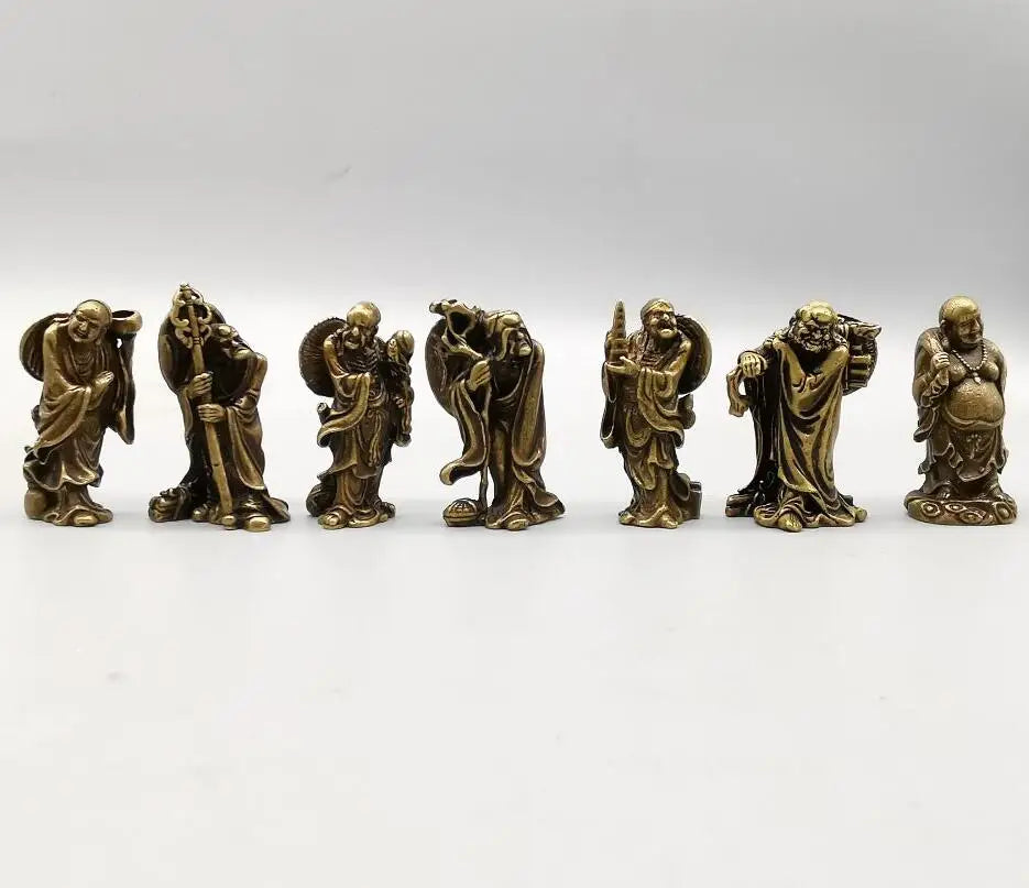 China brass eighteen Lohan small crafts statue A set