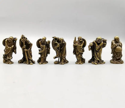 China brass eighteen Lohan small crafts statue A set