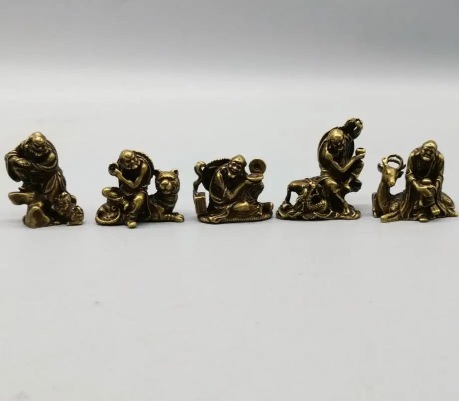 China brass eighteen Lohan small crafts statue A set