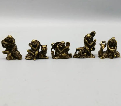 China brass eighteen Lohan small crafts statue A set
