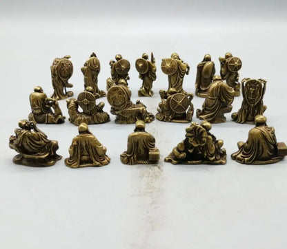 China brass eighteen Lohan small crafts statue A set