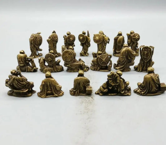 China brass eighteen Lohan small crafts statue A set