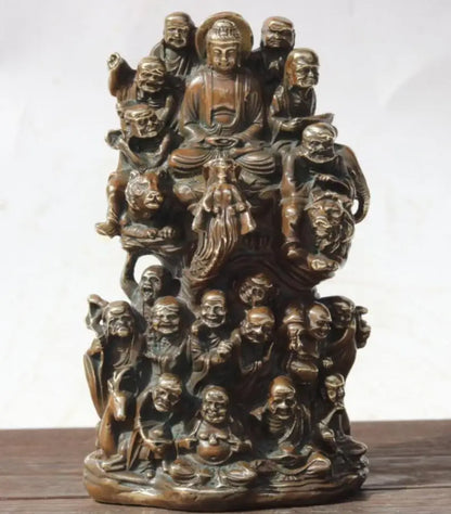 China brass eighteen Rohan Buddha crafts statue