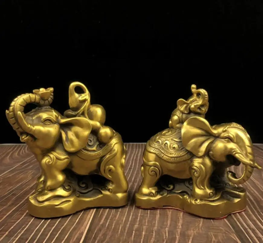 China brass elephant crafts statue A pair