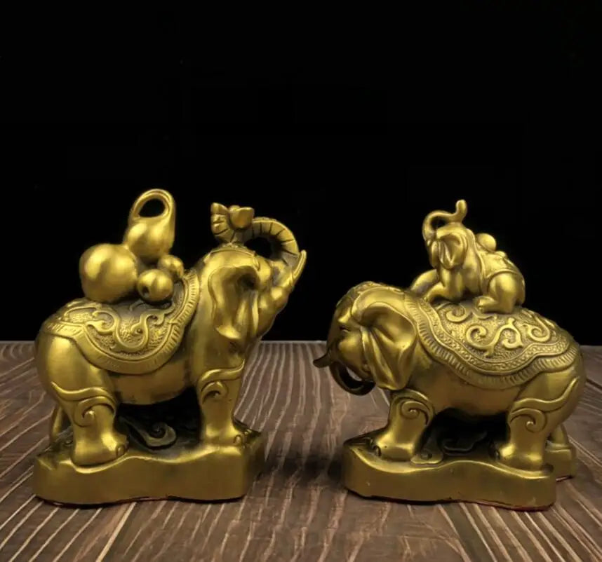 China brass elephant crafts statue A pair