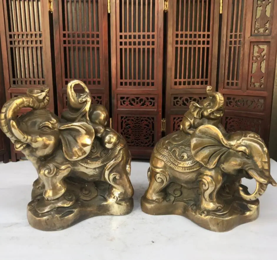 China brass elephant crafts statue A pair