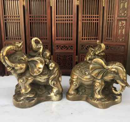 China brass elephant crafts statue A pair
