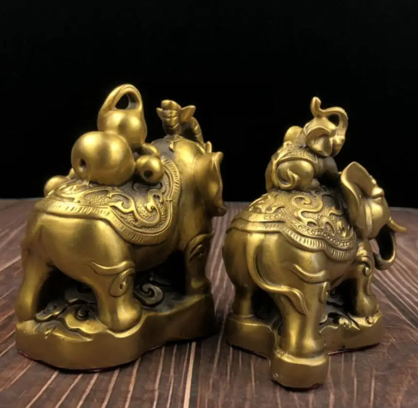 China brass elephant crafts statue A pair