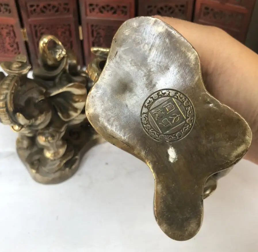 China brass elephant crafts statue A pair