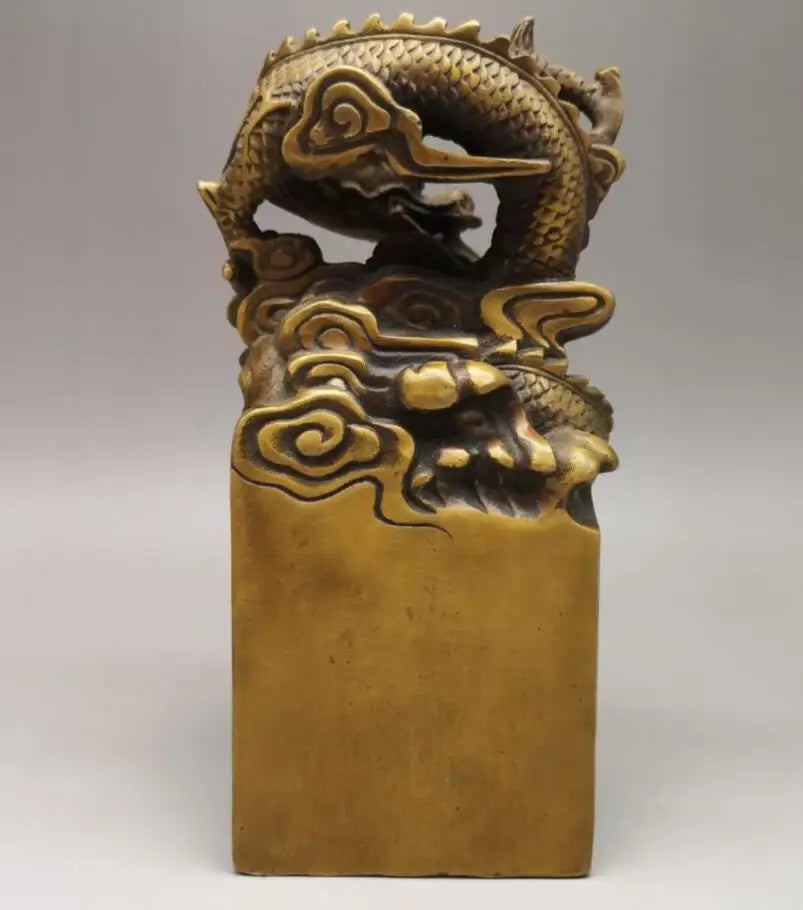 China brass exquisite dragon seal crafts statue