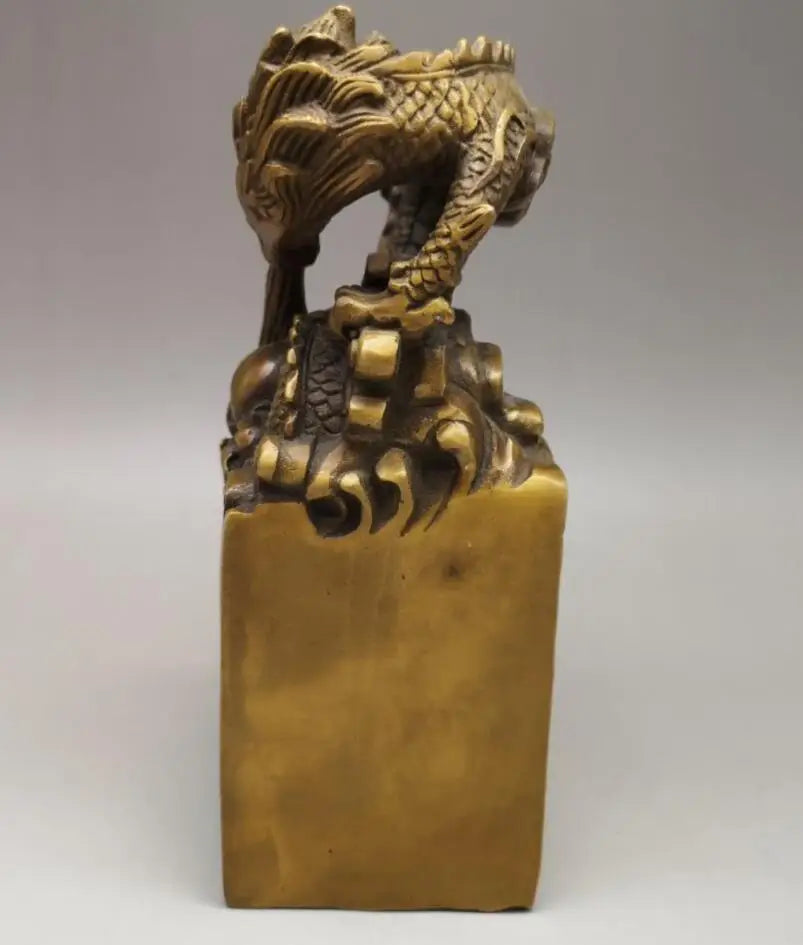 China brass exquisite dragon seal crafts statue