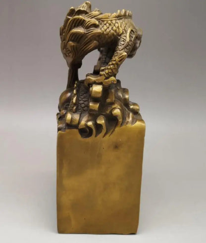 China brass exquisite dragon seal crafts statue