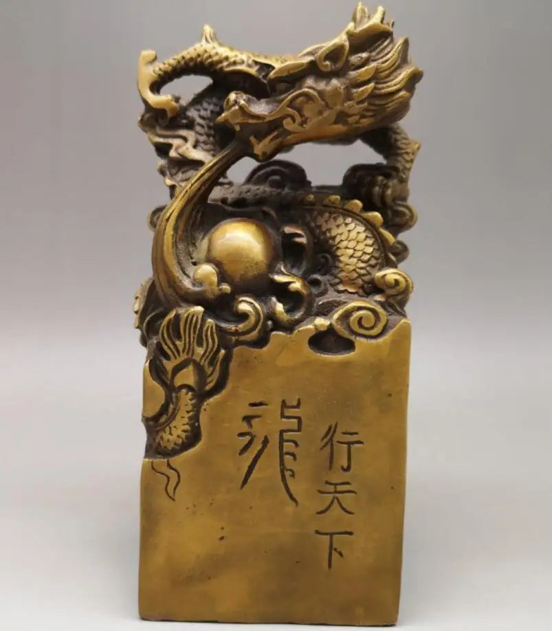 China brass exquisite dragon seal crafts statue