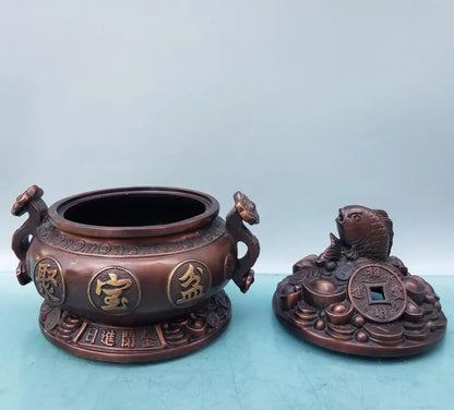 China brass fish treasure bowl crafts statue
