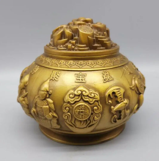 China brass five Road god of wealth cornucopia crafts statue