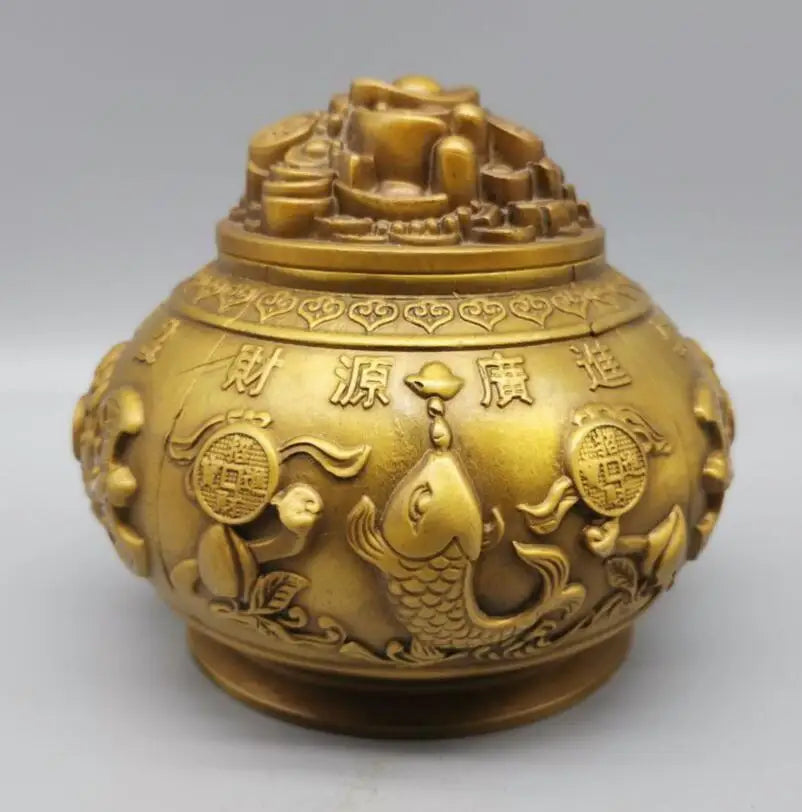 China brass five Road god of wealth cornucopia crafts statue