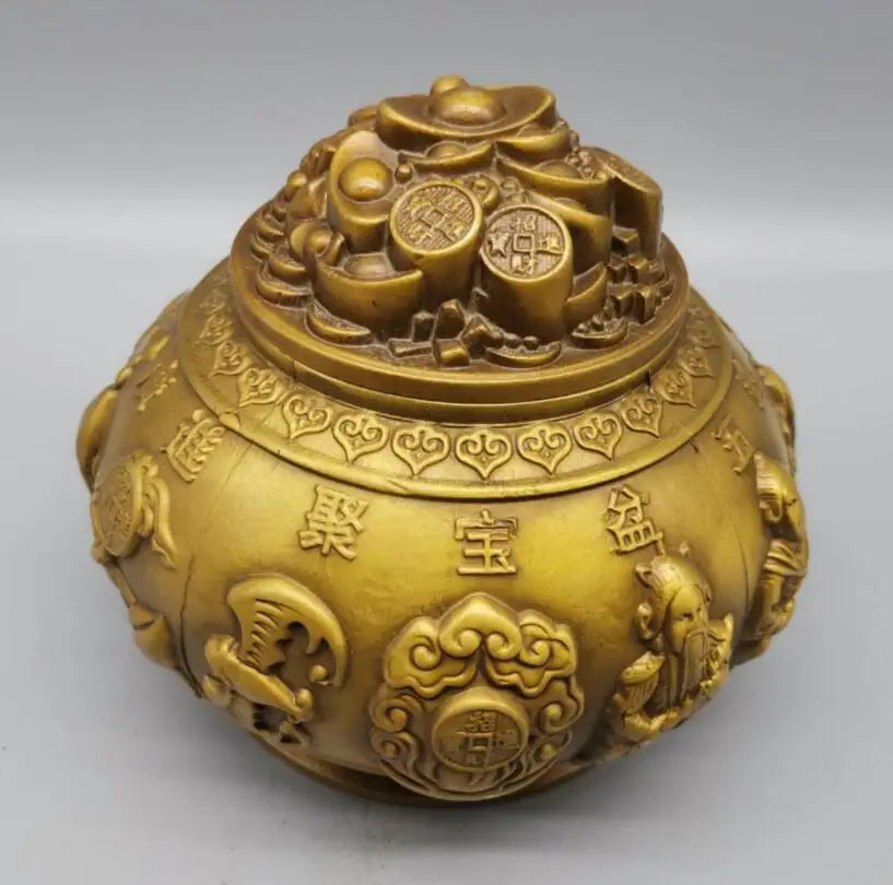 China brass five Road god of wealth cornucopia crafts statue