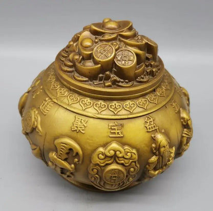 China brass five Road god of wealth cornucopia crafts statue