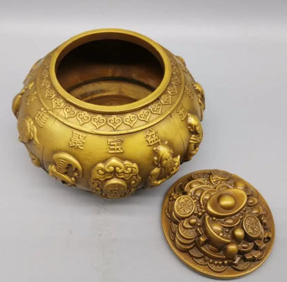 China brass five Road god of wealth cornucopia crafts statue