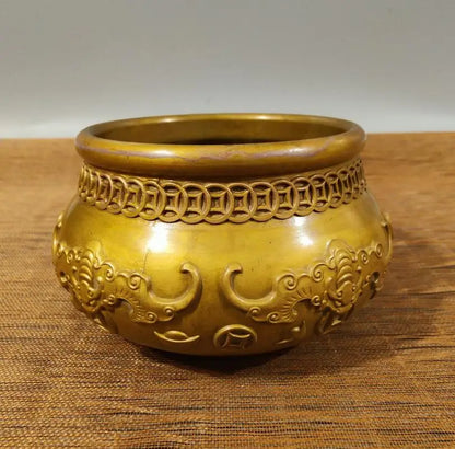 China brass five bat Incense burner crafts statue