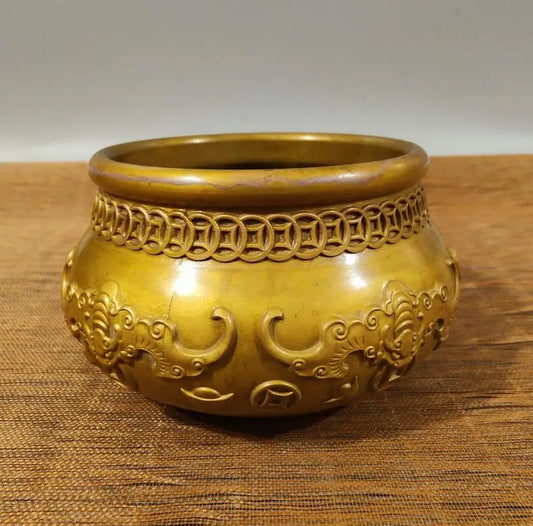 China brass five bat Incense burner crafts statue