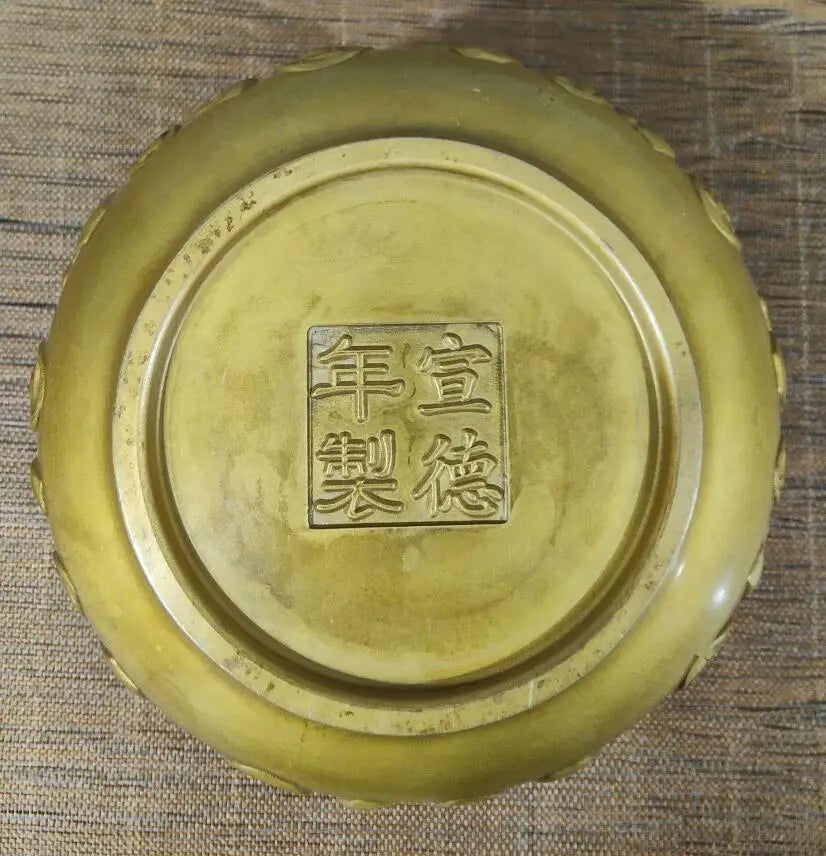 China brass five bat Incense burner crafts statue