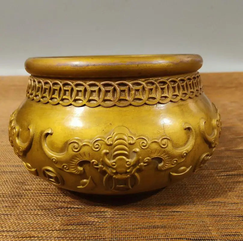 China brass five bat Incense burner crafts statue