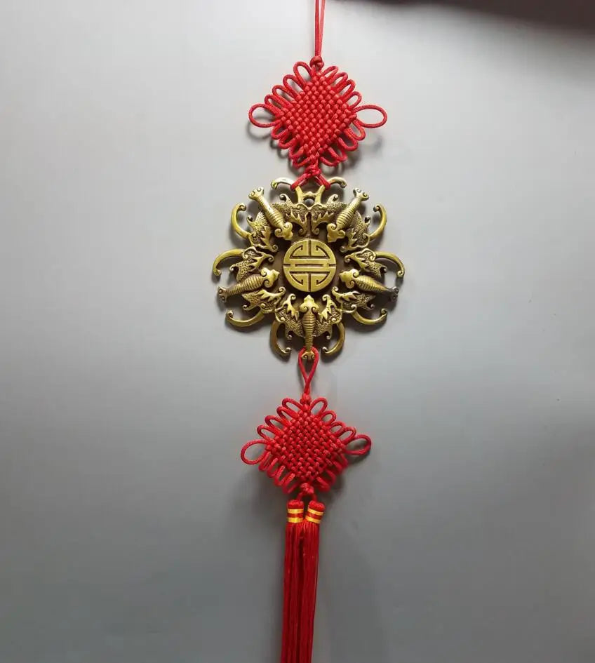 China brass five bat Pendant crafts statue
