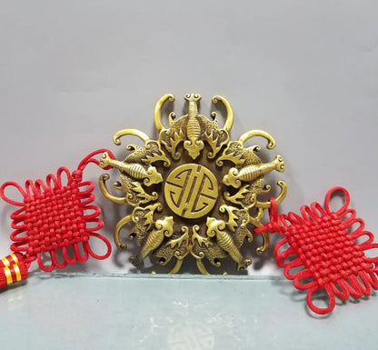 China brass five bat Pendant crafts statue