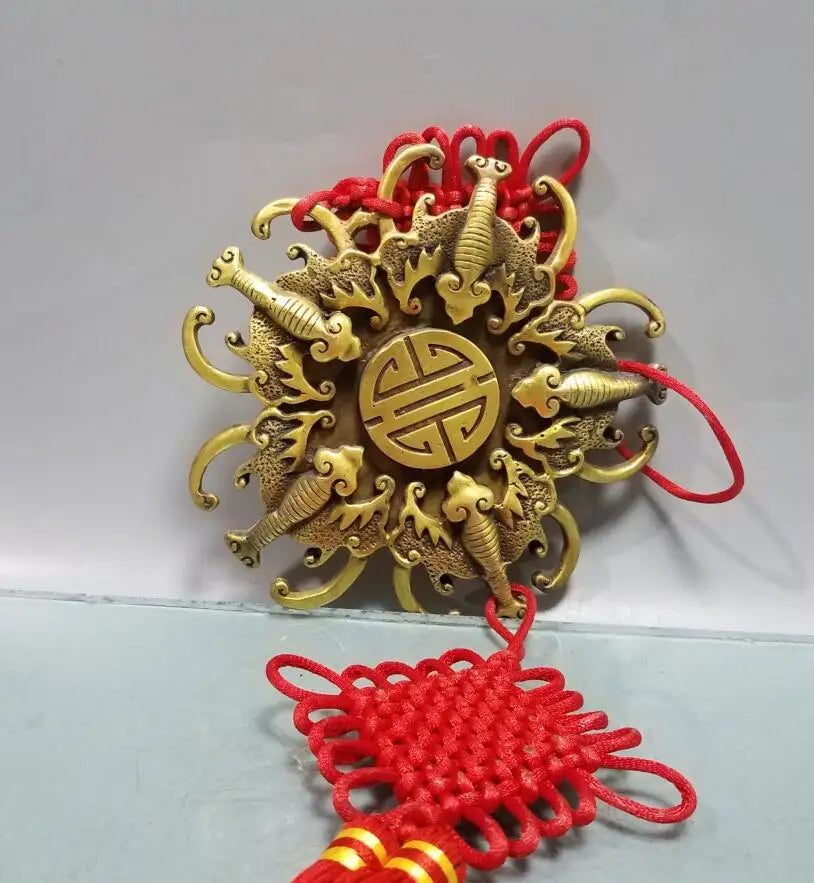 China brass five bat Pendant crafts statue