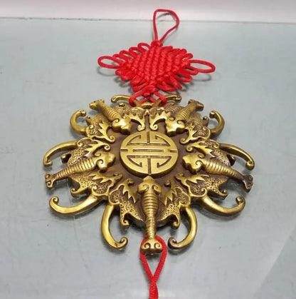 China brass five bat Pendant crafts statue