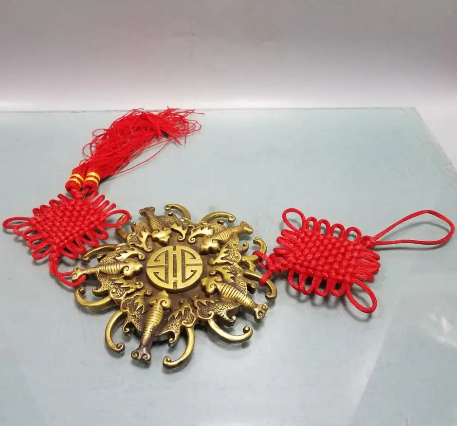 China brass five bat Pendant crafts statue