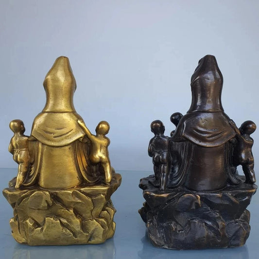 China brass five child Guanyin Buddha crafts statue