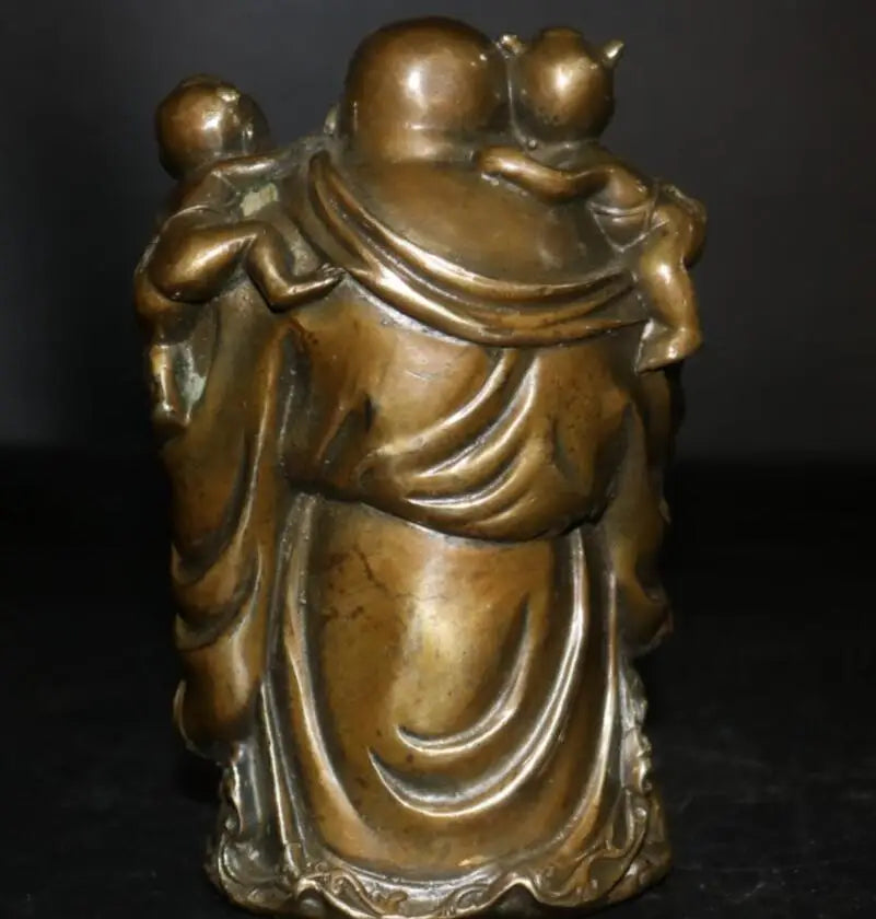 China brass five child maitreya Buddha crafts statue