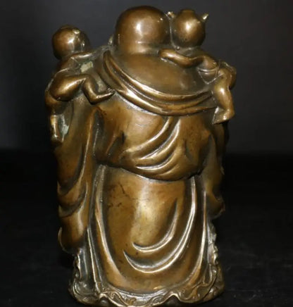 China brass five child maitreya Buddha crafts statue