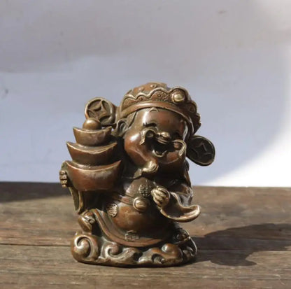 China brass five god of wealth Buddha small crafts statue A set