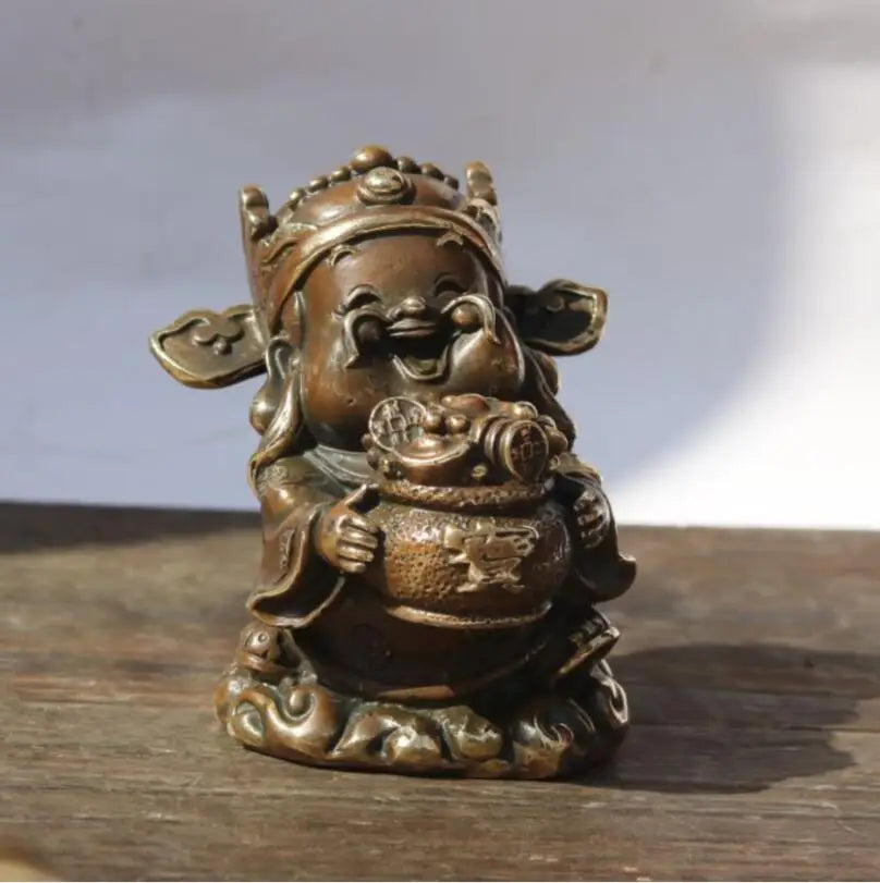 China brass five god of wealth Buddha small crafts statue A set