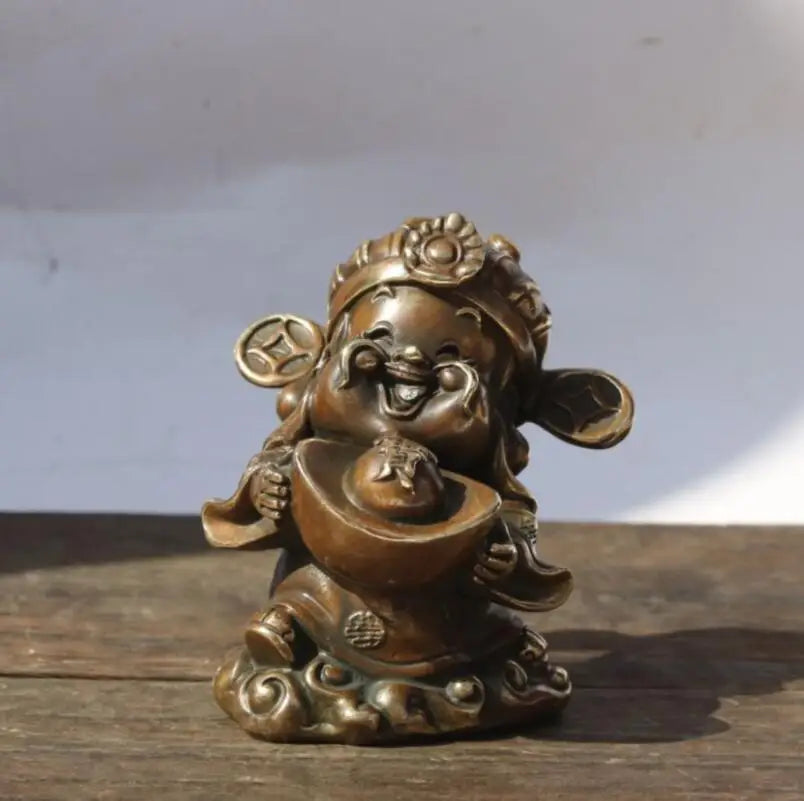 China brass five god of wealth Buddha small crafts statue A set
